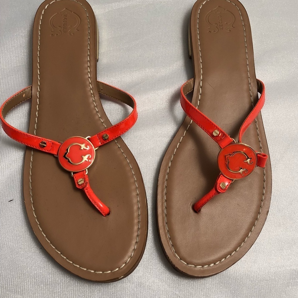 C Wonder orange t-strap flip flops 9